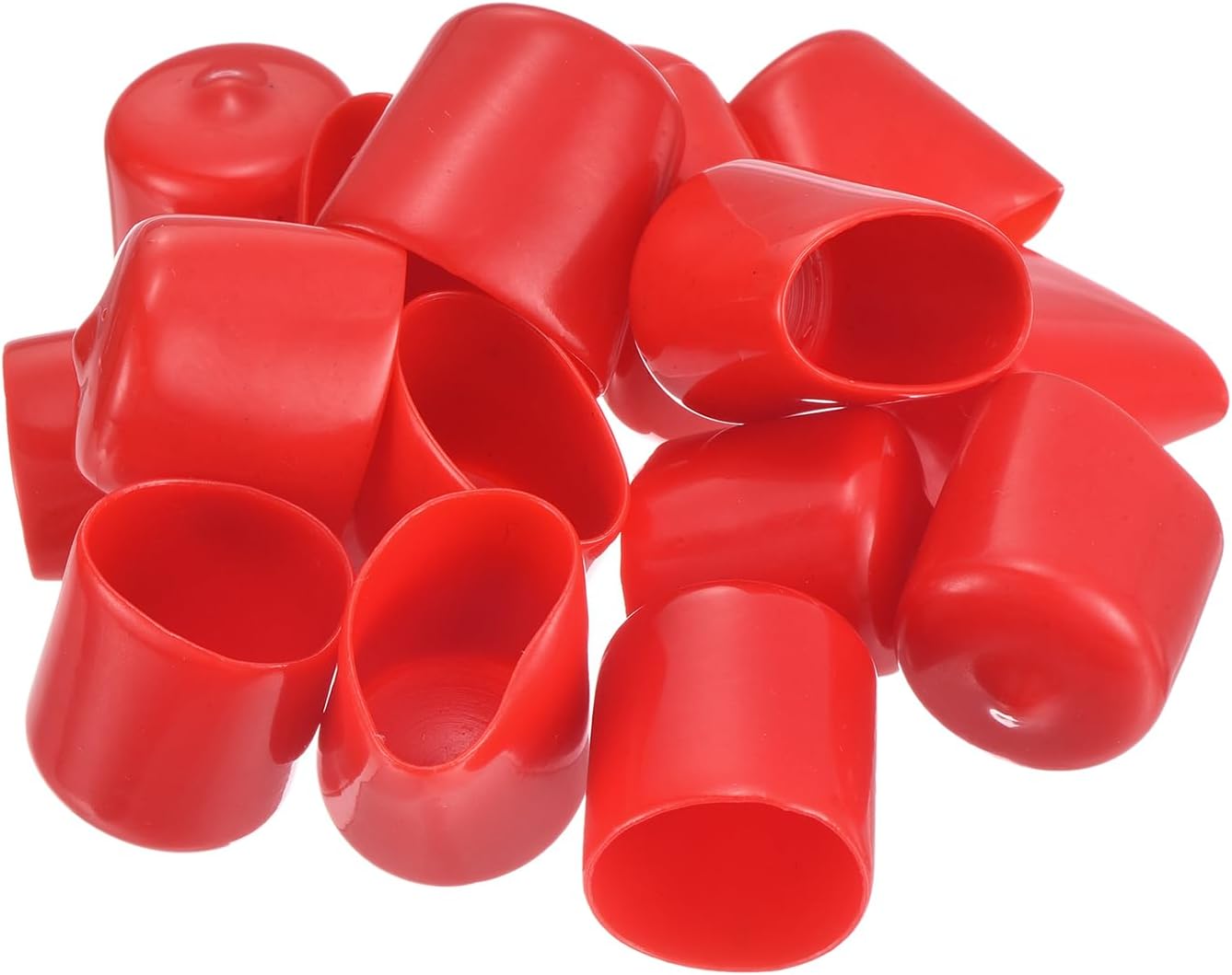 uxcell 20pcs Rubber End Caps 21mm ID Vinyl Round Tube Bolt Cap Cover Thread Protectors Red