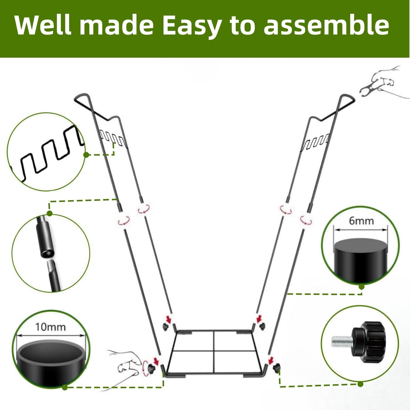 Trash Bag Holder Stand 45 Gallon Outdoor Leaf Bag Stand with 25 Pcs 40 Gallon Trash Bags Metal Garbage Bag Frame Holder for Leaves Camping Yard Garden Weeding Lawn Party