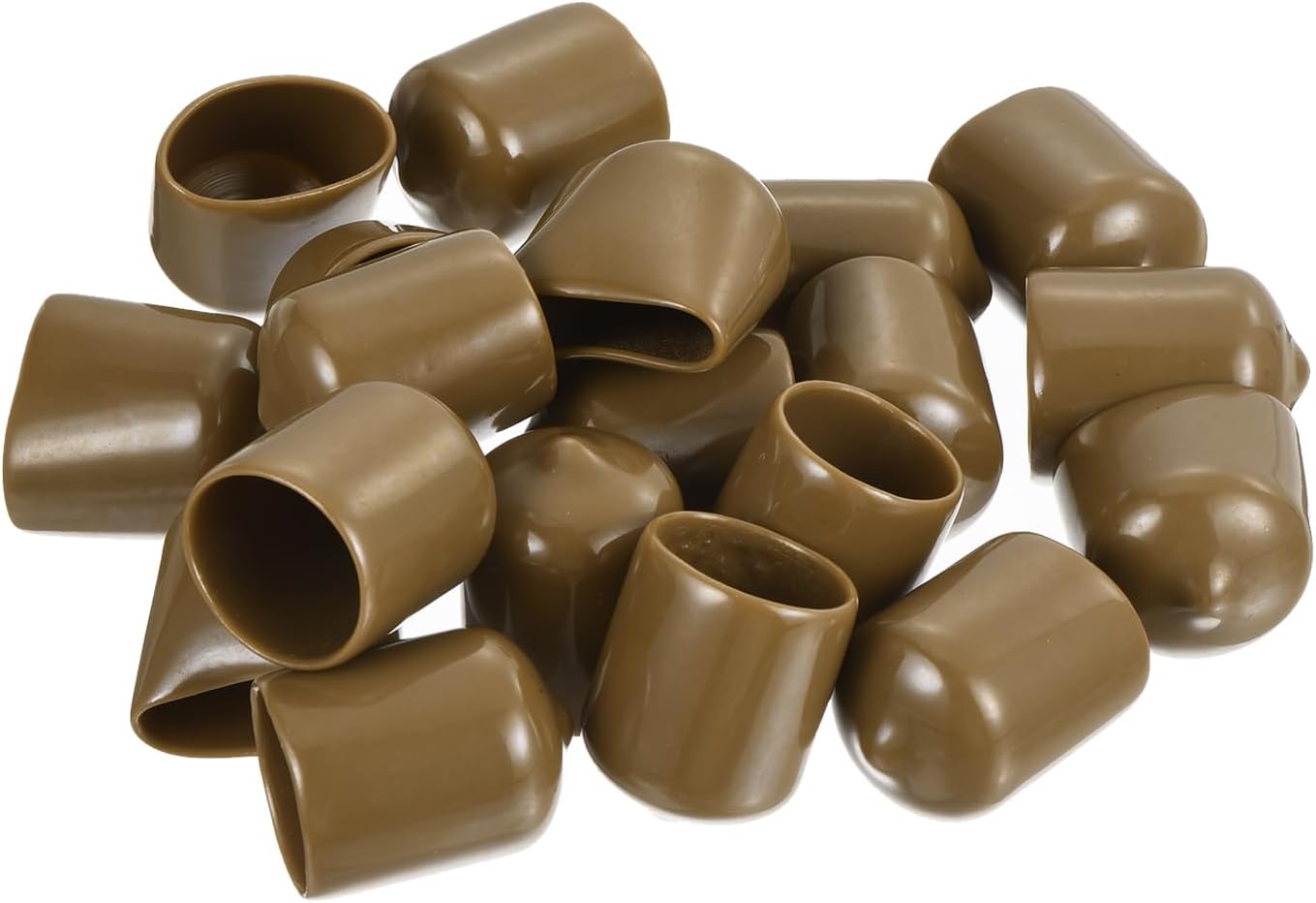 uxcell 20pcs Rubber End Caps 17mm ID Vinyl PVC Round Tube Bolt Cap Cover Screw Thread Protectors Light Brown