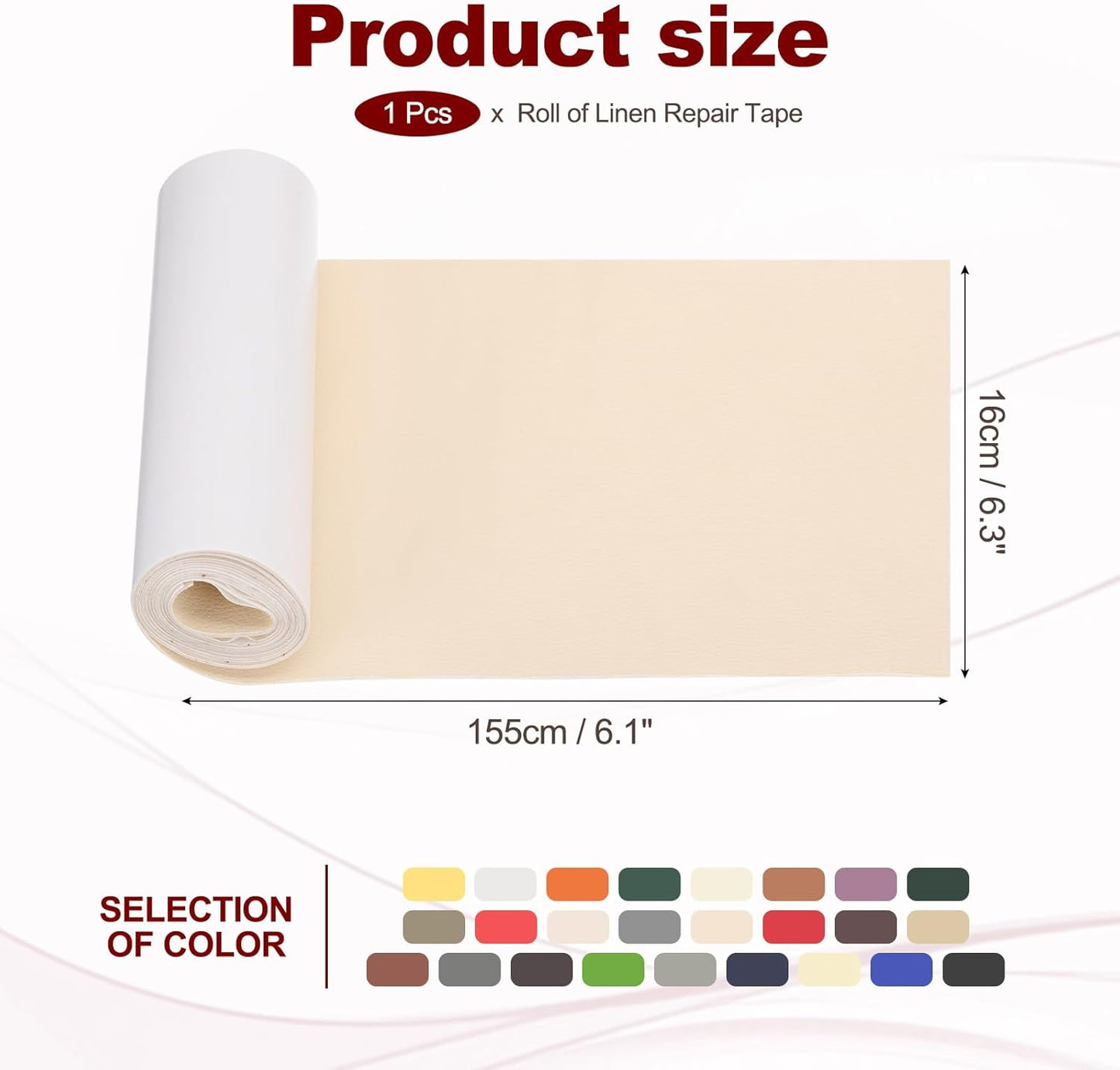 PATIKIL Leather Patches Tape for Furniture, 6.3 x 61 Inch Self Adhesive Vinyl Leather Repair Kit Cover Sheet for Couch, Sofa, Car Seats, Office Chair, Rice White