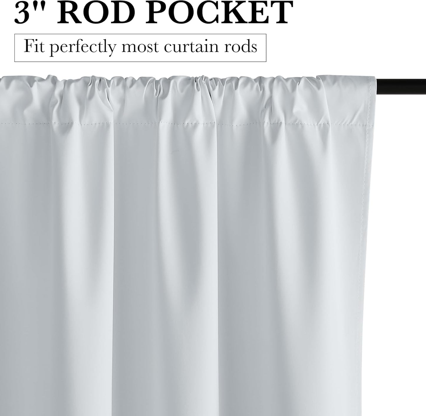 RYB HOME 100% Blackout White Short Curtains, Thermal Insulated Total Room Darkening Noise Reducing Curtains Tier for Cafe Kicthen Basement, 42 inches Wide by 36 inches Long