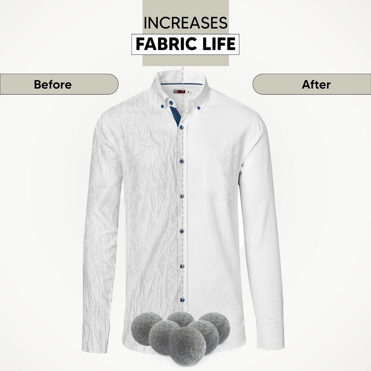 RAYTRADE Wool Dryer Balls 6-Pack 100% Made of Organic New Zealand Wool Reduces Clothing Wrinkles and Saves Drying Time Reusable Natural Fabric Softener Stocking Stuffer Gifts (Gray)