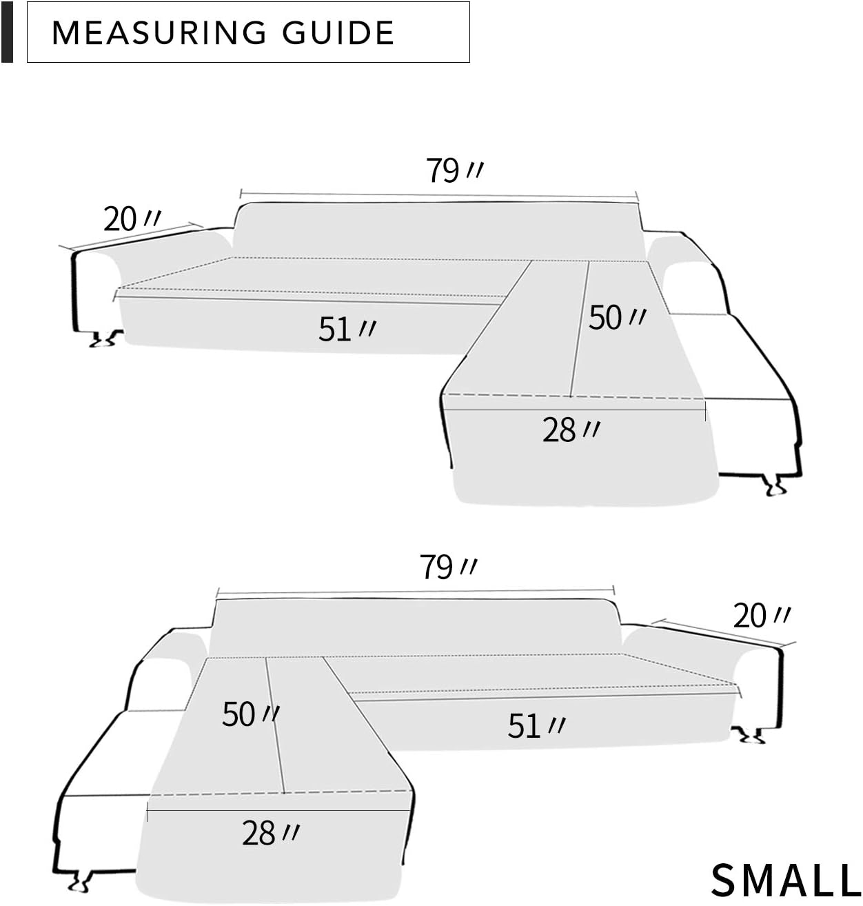 Easy-Going Sofa Slipcover L Shape Sofa Cover Sectional Couch Cover Chaise Lounge Slip Cover Reversible Sofa Cover Furniture Protector Cover for Pets Dog Cat(Small,Brown/Brown)