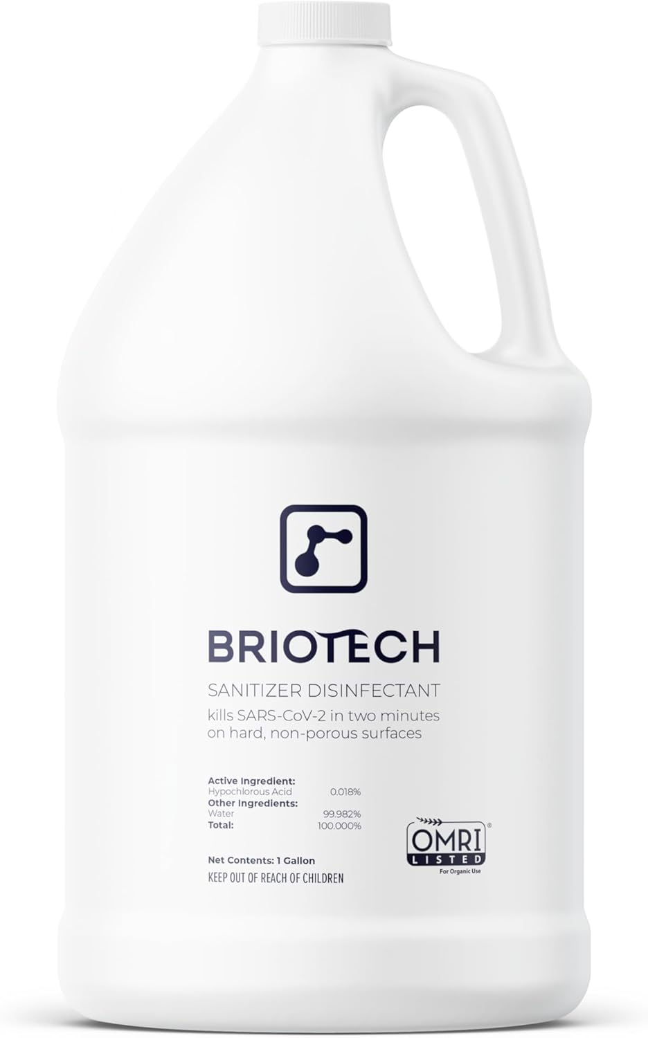 BRIOTECH Sanitizer Disinfectant Hypochlorous, Kill 99.99% of Viruses & Bacteria, Control Mold, Eliminate Odor, Gentle for Nursery & Play Rooms, Food Contact Surface Sanitizer, 1 Gallon Refill