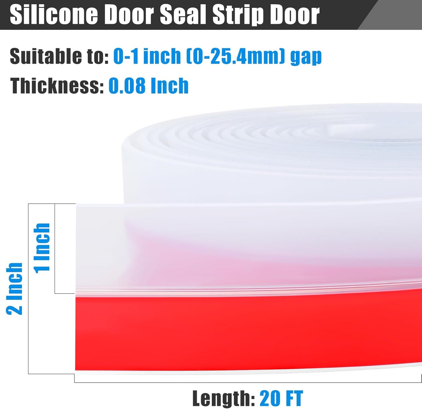 Draft Seal Tape for Doors and Windows 2 in x 20 Ft Silicone Weather Stripping Extra Thick 2mm Door Seal Strip with Strong Adhesive Draft Insulation Stopper Side Seal - Clear