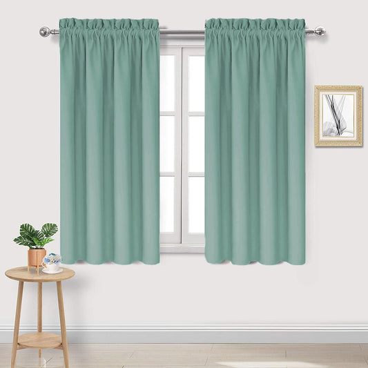 DWCN Blackout Curtains for Living Room Thermal Insulated, Energy Saving & Noise Reducing Bedroom Curtains, Sage Green, W 38x L 54 Inch, Set of 2 Rod Pocket Curtain Panels