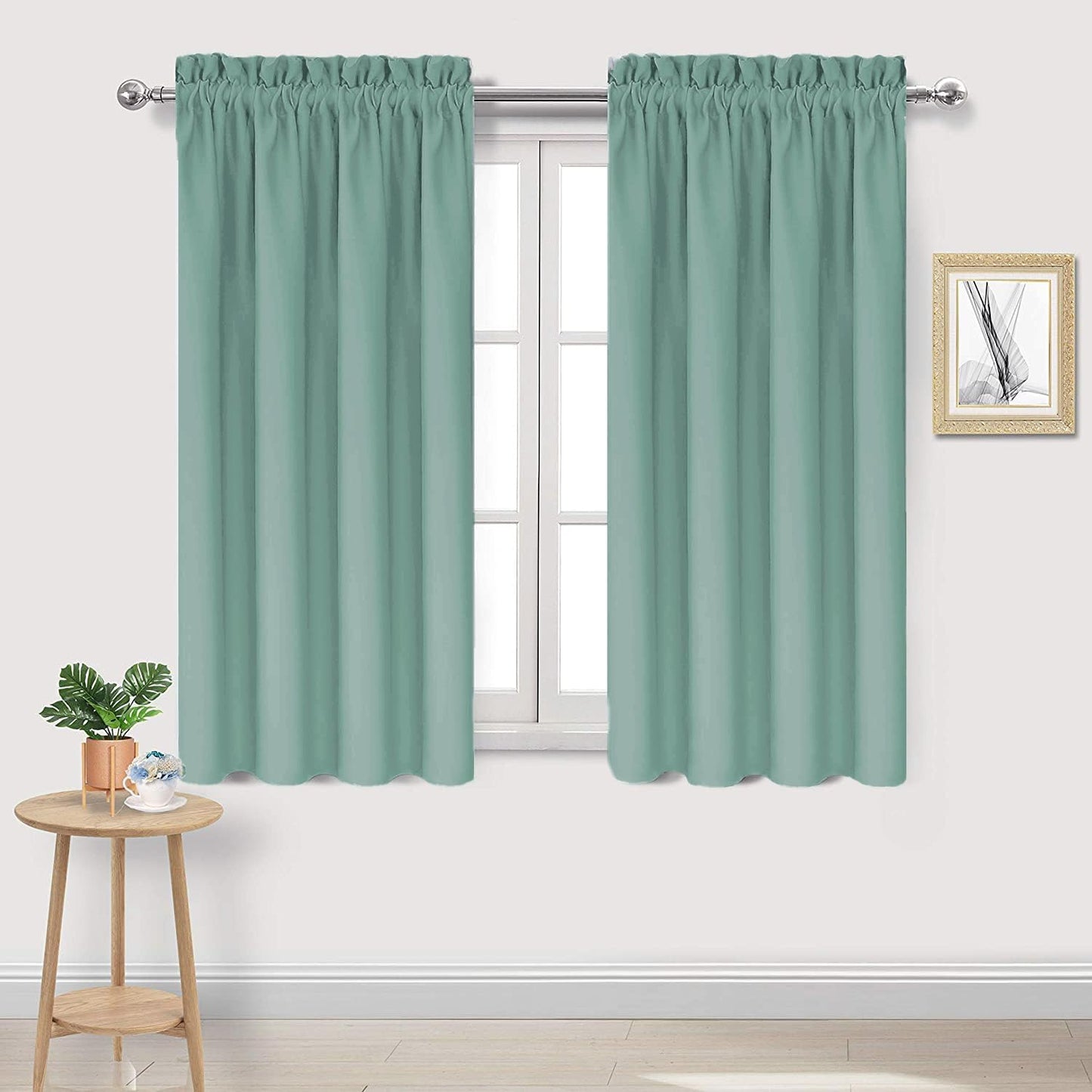 DWCN Blackout Curtains for Living Room Thermal Insulated, Energy Saving & Noise Reducing Bedroom Curtains, Sage Green, W 42x L 54 Inch, Set of 2 Rod Pocket Curtain Panels