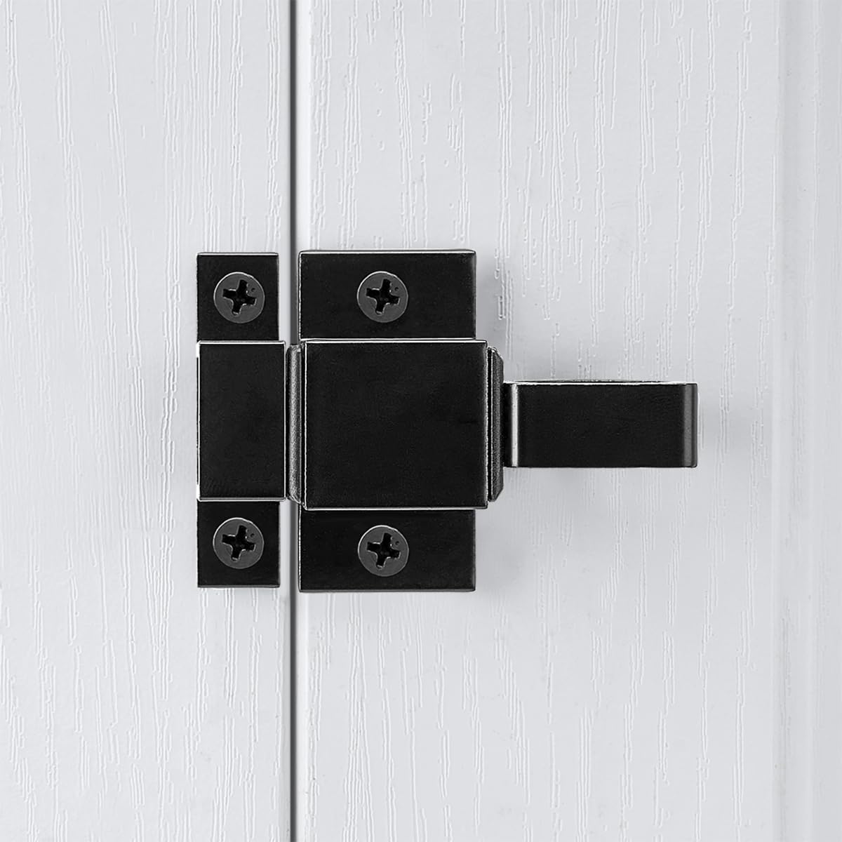 4 Packs Self-Closing Latches, Black Spring Door Lock, Aluminum Alloy Automatic Gate Latch with Spring Loaded Pin, Security Window & Cabinet Lock