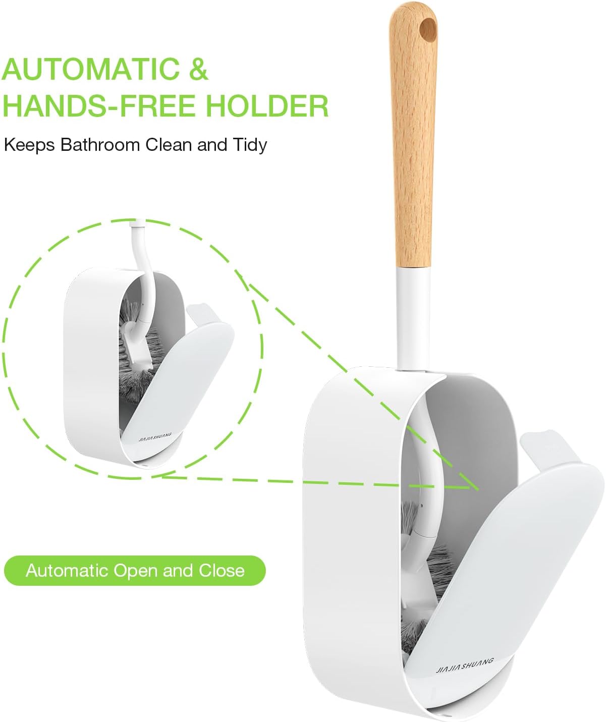 Bamboo Toilet Brush Set, 2 Pack with Ergonomic Design, Compact Size, Durable Bristles, Wooden Holder for Bathroom Cleaning