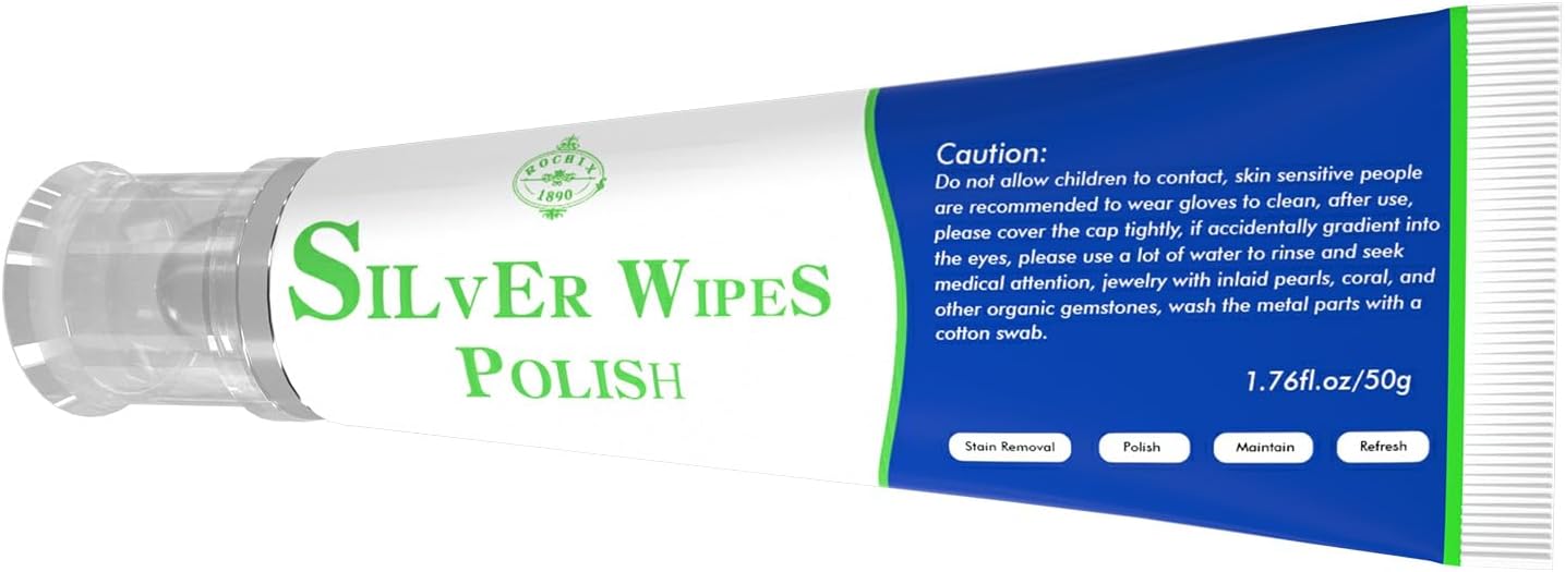 Silver Wipe Polish Cleaner Removes Surface Oxidation Tarnish from Sterling Silver, Silver and Gold Jewellery and the Keys of Instruments for Flutes, Clarinets, Oboes, Bassoons, Trumpets,Silverware