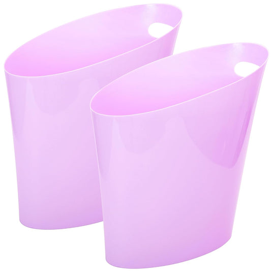 Youngever 2 Gallon Slim Trash Can, Plastic Garbage Container Bin, Small Trash Bin with Handles for Home Office, Living Room, Study Room, Kitchen, Bathroom (2 Pack) (Purple)