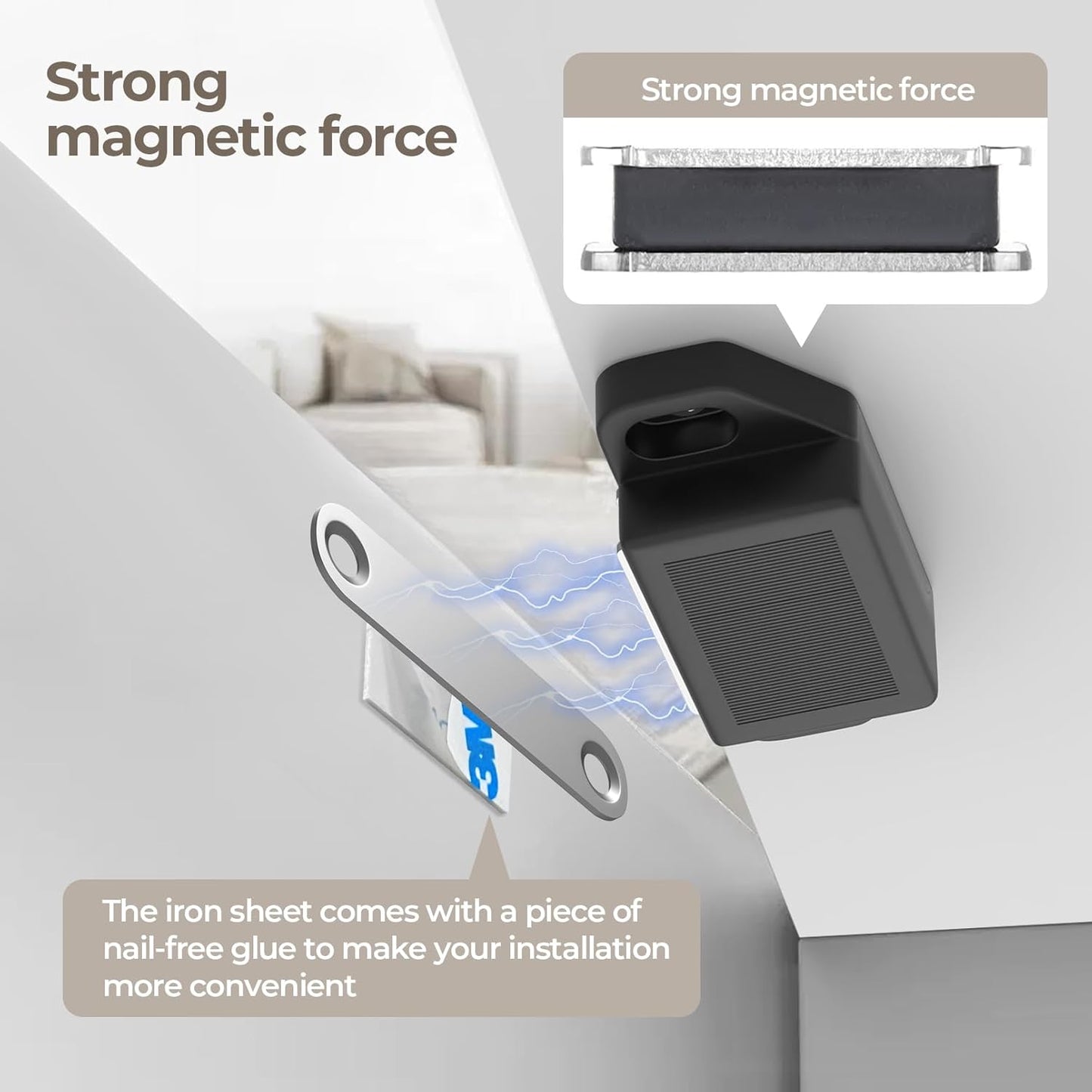 Cabinet Magnetic Catch Door Latch 30LB for Kitchen Drawer Magnets to Stay Closed Magnetic Catch Closet for Drawer（Black 24 Pack）