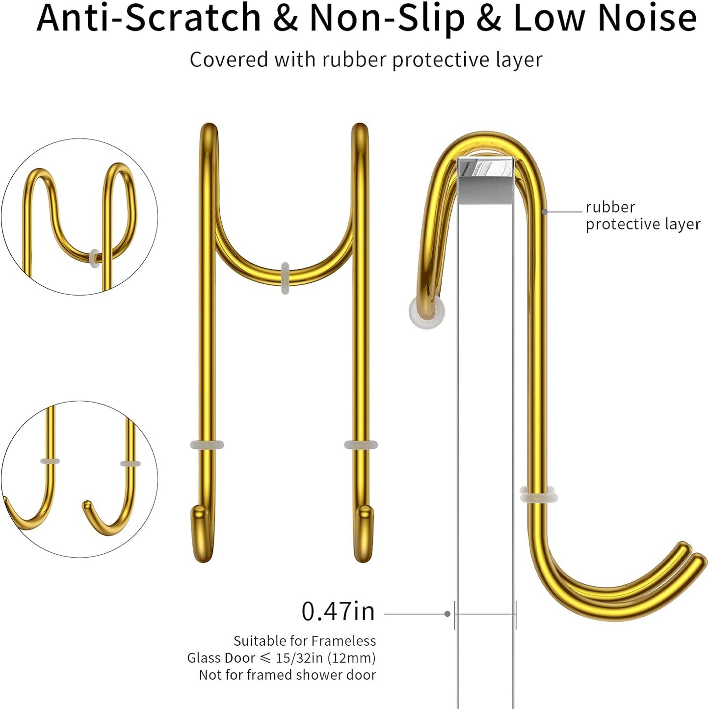 14-Inches Stainless Steel Shower Squeegee Set, Include Shower Door Hook, Adhesive Hook and Spare Silicone Blade, Window Squeegee for Shower Glass Door, Bathroom, Mirror, Window and Car Glass