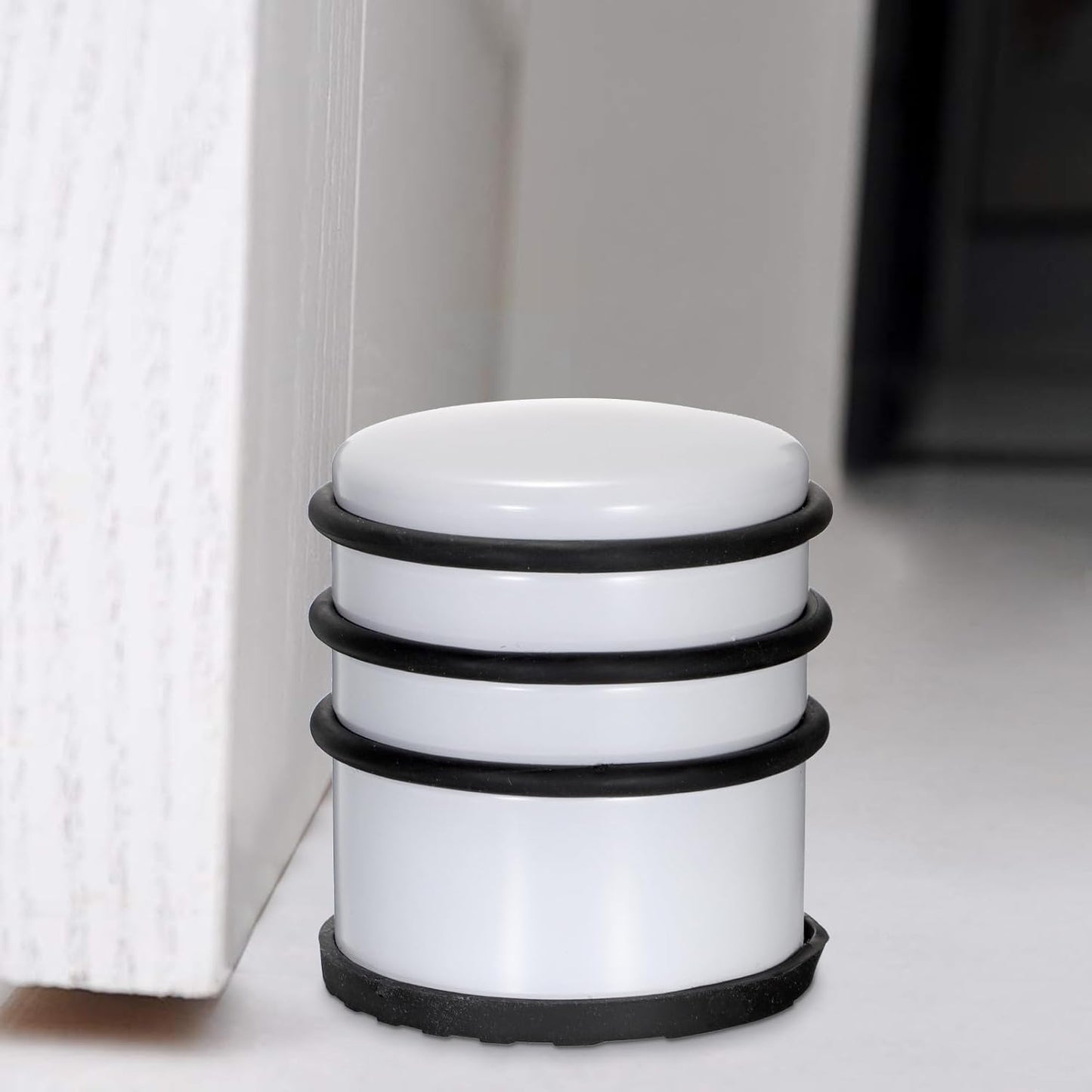 Sumnacon Heavy Duty Floor Door Stopper No Drill - Durability Stainless Steel Door Stop with Anti-Skid Rubber - Contemporary Safety Doorstop for Home Office Commercial Industrial,White