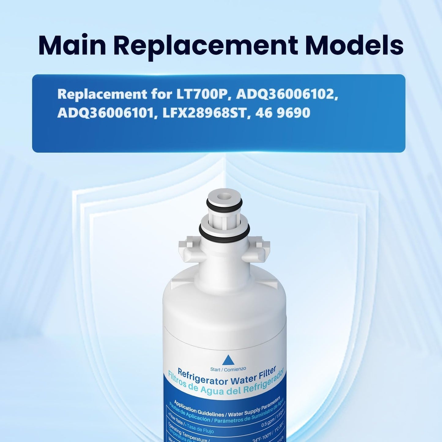 GOLDEN ICEPURE RWF1200A Replacement for LG LT700P, ADQ36006101, Kenmore 469690, Air Filter LT120F, 469918 Refrigerator LFX31925ST, LFX31945ST, LFX30766S, LFXC24726, LFXS24623 3PACK