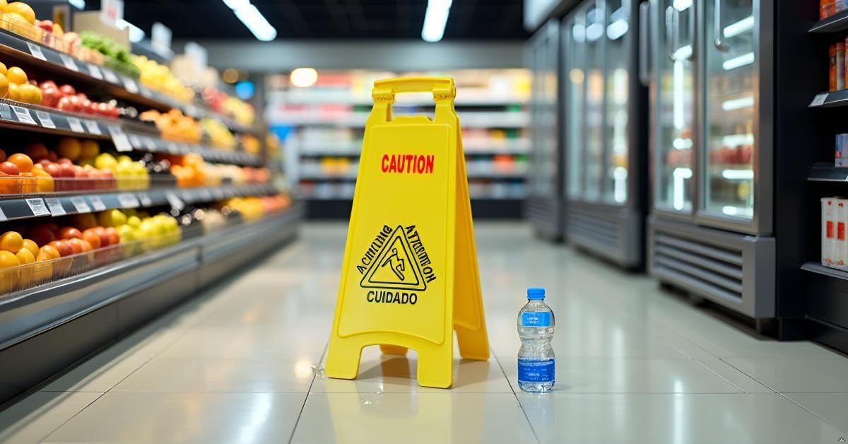Wet Floor Sign, Slippery When Wet A-Frame Caution Sign, Bright Yellow 6 PACK