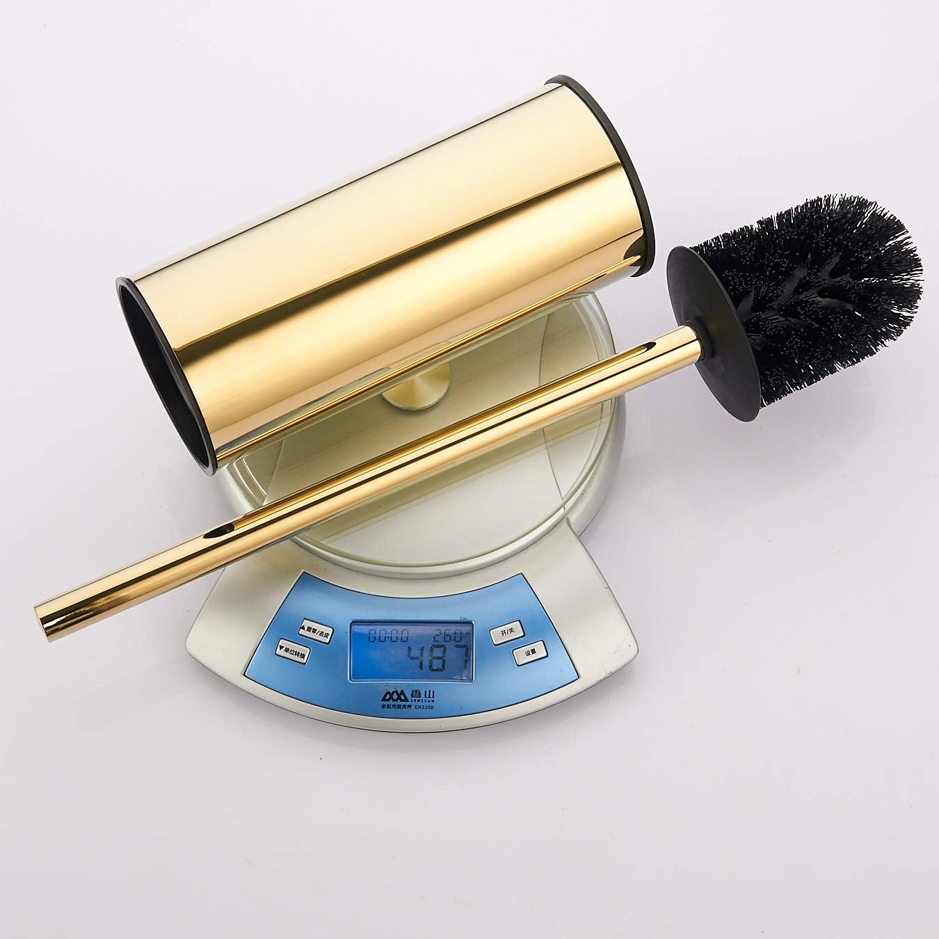 BGL Toilet Brush Holder Gold, Stainless Steel 304 Gold Round Freestanding Toilet Bowl Brush and Holder for Bathroom