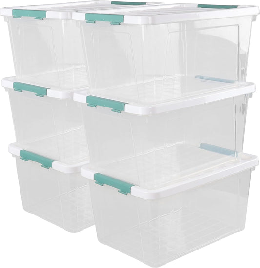 Xyskin 35 Quart Clear Large Storage Box, Plastic Storage Bins, Set of 6