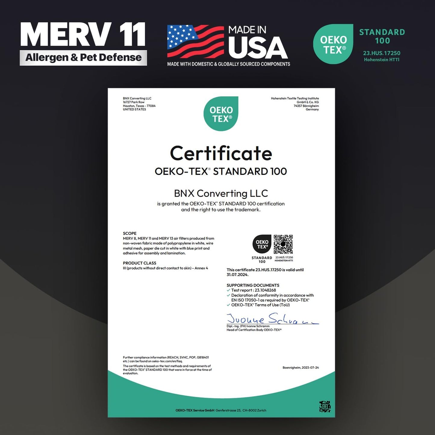 BNX TruFilter 14x14x1 Air Filter MERV 11 (6-Pack) - MADE IN USA - Allergen Defense Electrostatic Pleated Air Conditioner HVAC AC Furnace Filters for Allergies, Dust, Pet, Smoke, Allergy MPR 1200 FPR 7