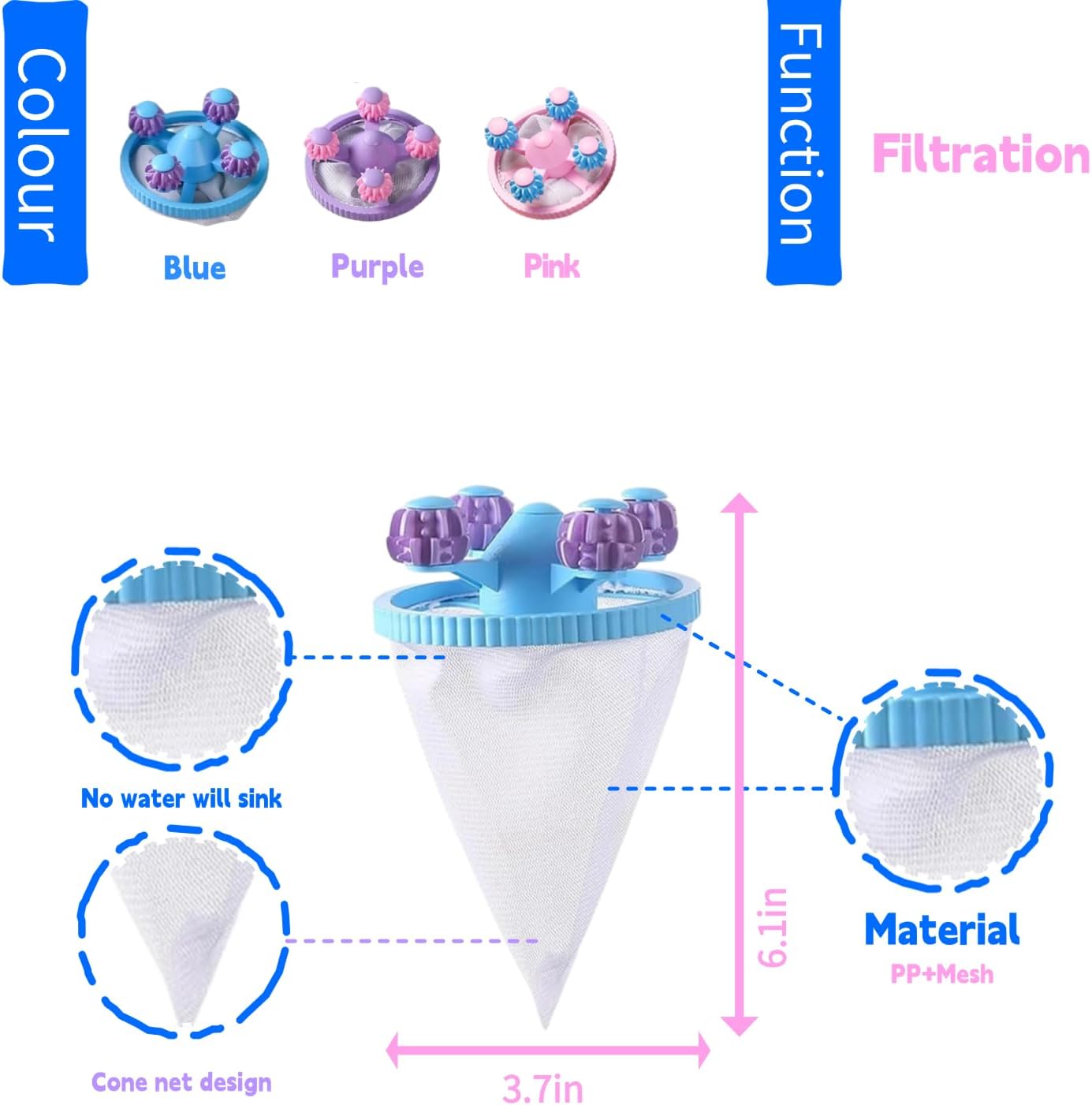 Upgrade Pet Hair Remover for Laundry - Lint Catcher for Washing Machine, Reusable Household Hair Filter Washer Lint Trap Net Pouch (4 Pieces)