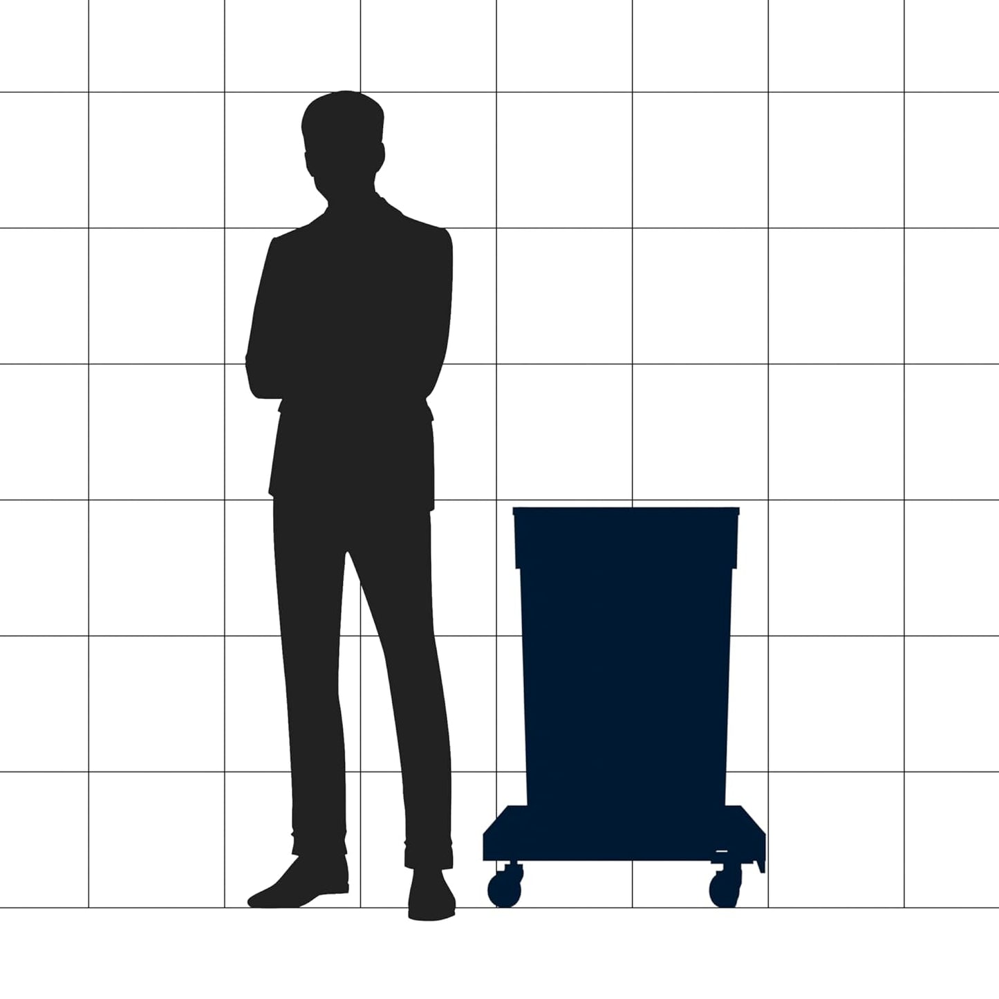 23 Gallon Blue Recycle Slim Jim Trash Can with Drop Shot Lid and Dolly