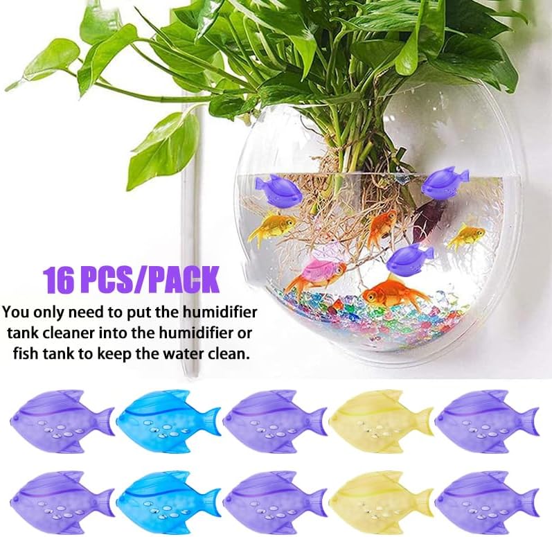 16PCS Universal Humidifier Tank Cleaner,Humidifier Cleaning Fish for Humidifiers & Fish Tanks,Purifies Water, Prevent Hard Water Build-Up, Reduce Scale and White Dust