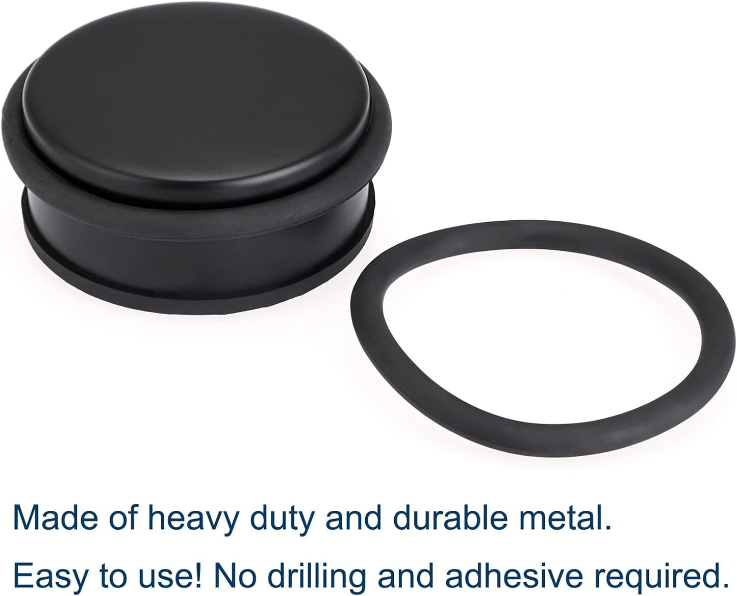 Sumnacon 2Pcs Heavy Duty Door Stoppers No Drill, Sturdy Stainless Steel Floor Door Stops with Anti-Skid Rubber - Decorative Metal Doorstops for Home Office Commercial Industrial, Black