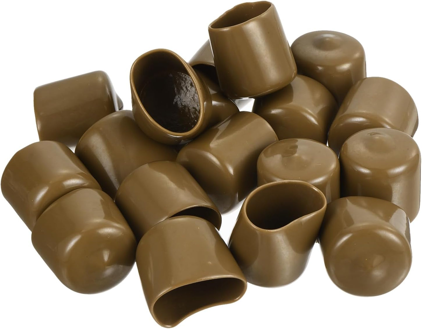 uxcell 20pcs Rubber End Caps 26mm(1 Inch) ID Vinyl PVC Round Tube Bolt Cap Cover Screw Thread Protectors Light Brown