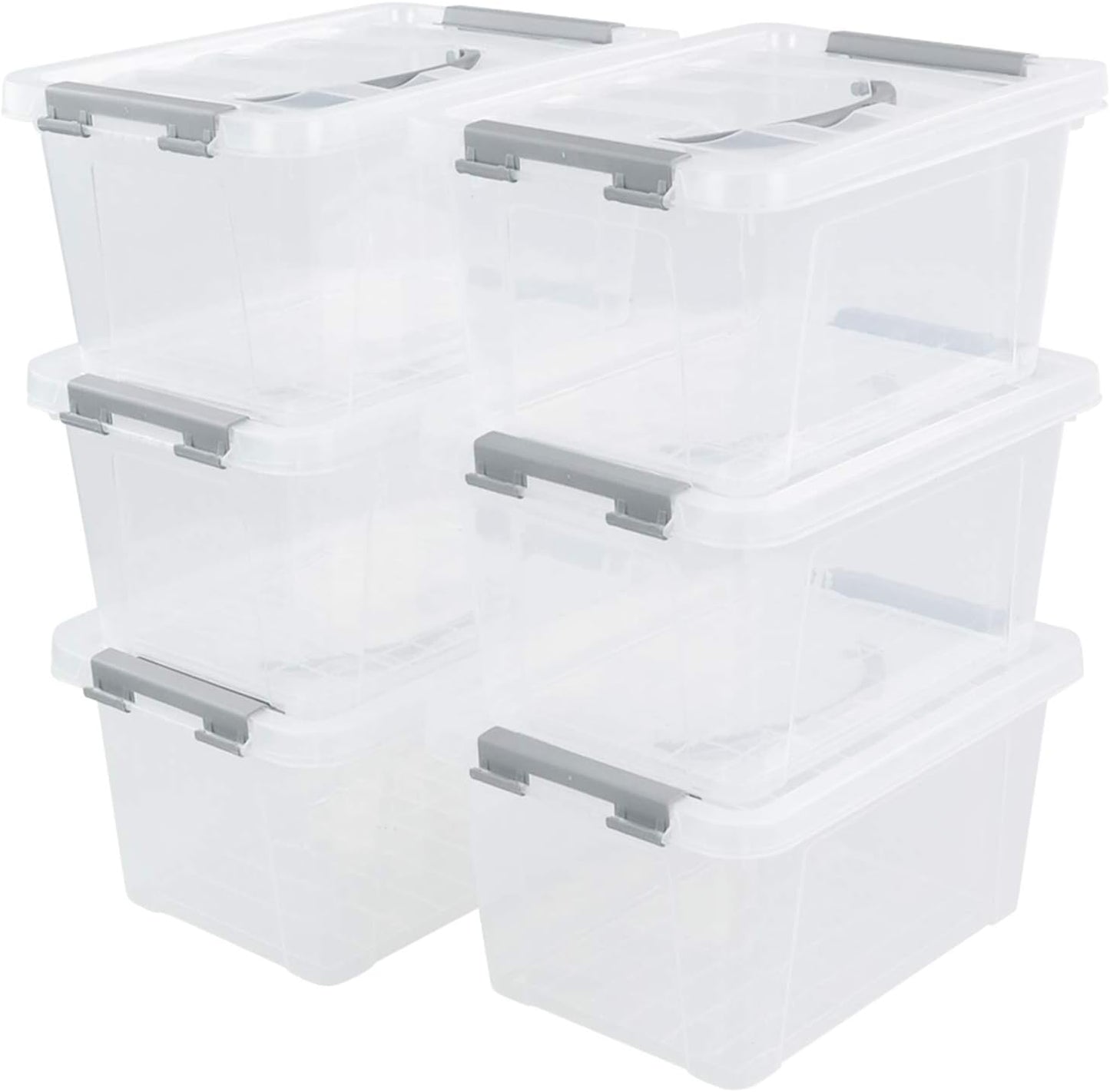 6-Pack 6 L Plastic Storage Containers Latch Storage Box with Lids