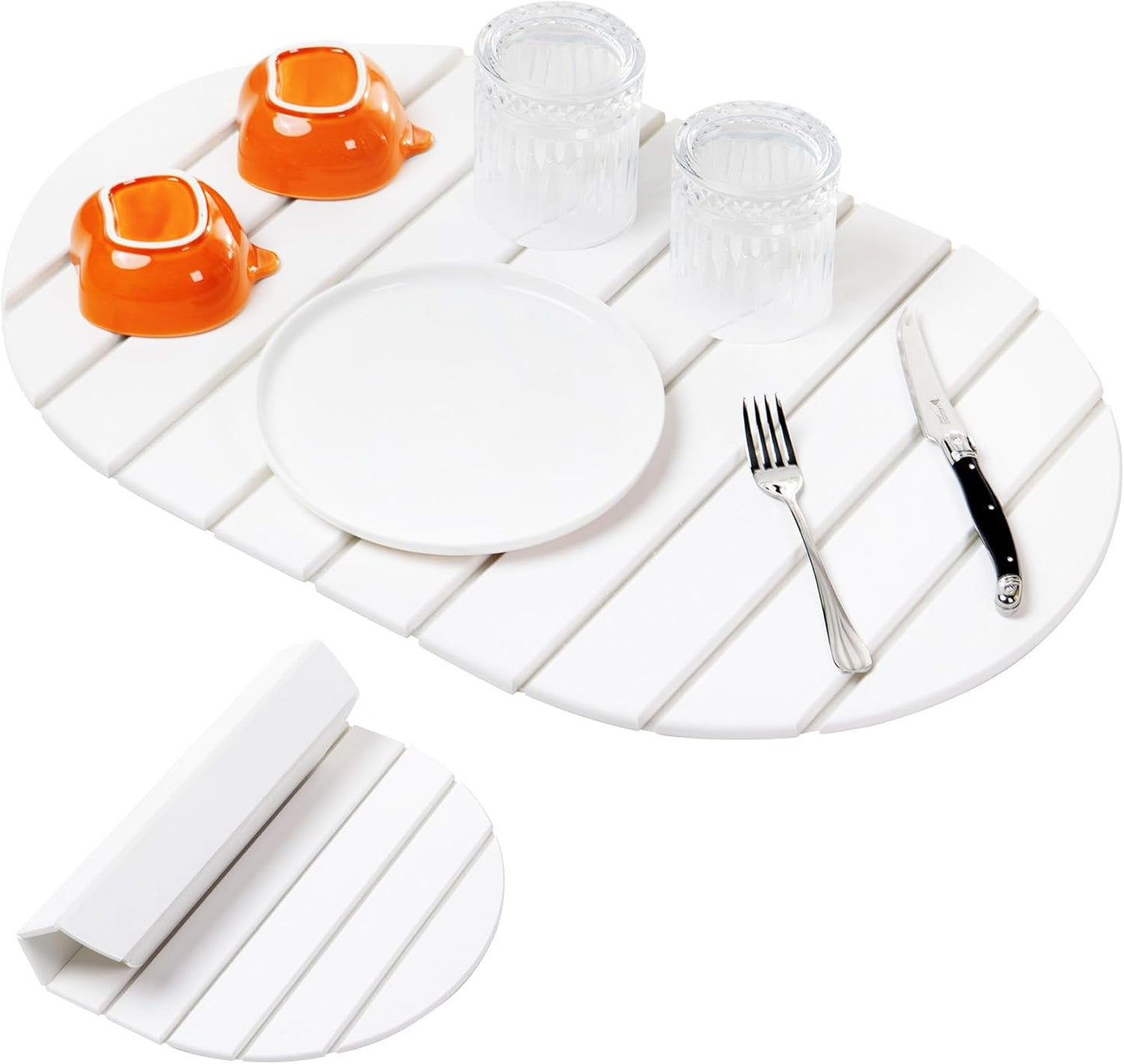 Large Stone Drying Mat for Kitchen Counter, 24x16 Foldable Self Stone Dish Drying Mat, Absorbent Food Grade Diatomaceous Earth Dish Dry Mats for Sink Bathtub