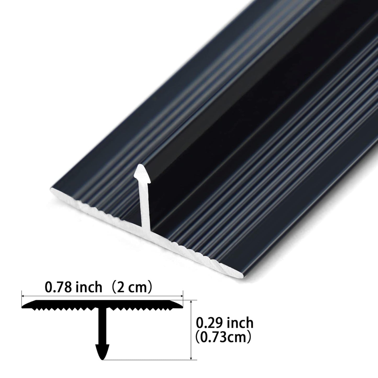 3Pcs Aluminum T Molding Trim & Floor Transition Strips, Flat Divider Strip for Door Threshold and Joining Flooring Gaps of Laminate Planks Tile (2.9Ft x 0.8In, Matte Black)