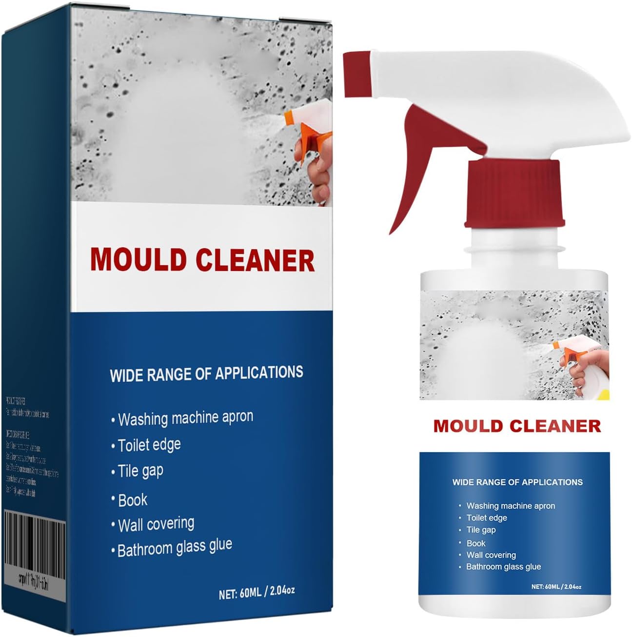 Mould Cleaner Spray Powerful Foam Cleaning Spray | Multi-Surface Fast-Acting Stain Remover for Kitchen, Bathroom, Wall and Tile Cleaning, No Scrubbing Required (2, 2.04oz*2)