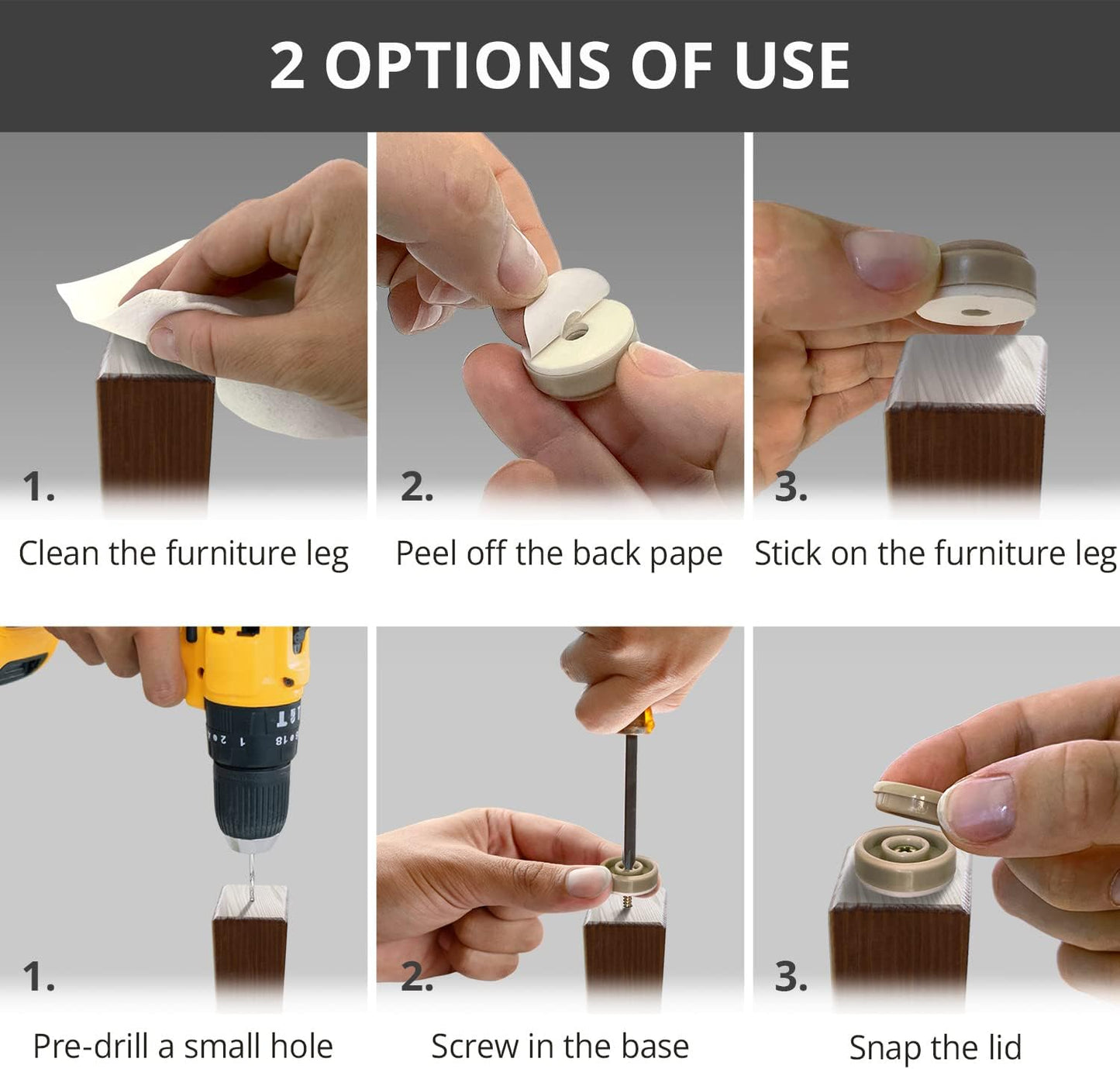 Chair Glides X-PROTECTOR – 8 PCS 1" Furniture Glides – Screw-On Chair Sliders – Premium Chair Leg Floor Protectors – Slide Furniture Effortlessly on All Floor Types with Small Furniture Sliders!