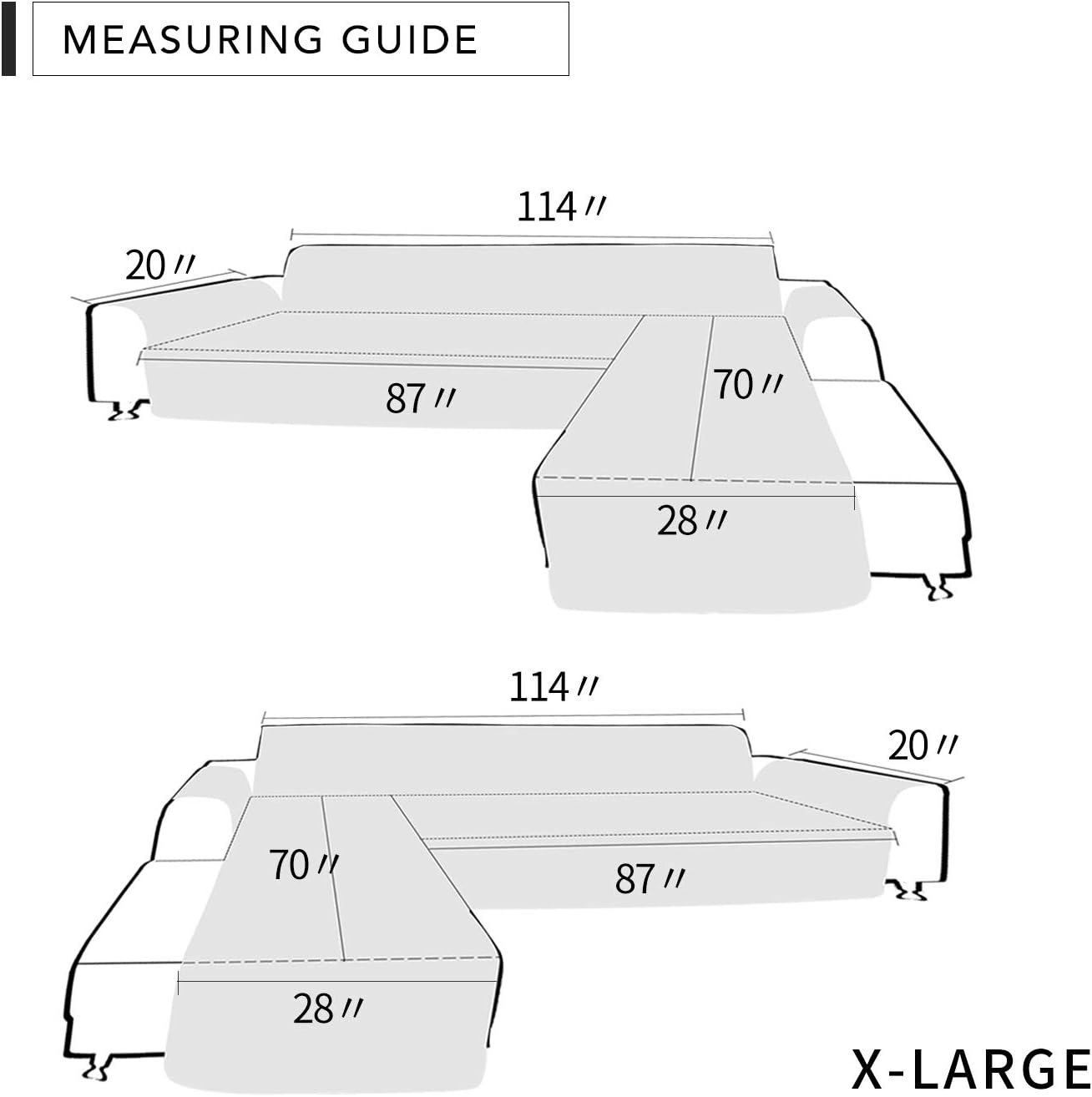 Easy-Going Sofa Slipcover L Shape Sofa Cover Sectional Couch Cover Chaise Lounge Slip Cover Reversible Sofa Cover Furniture Protector Cover for Pets Kids Children Dog Cat (X-Large,Ivory/Ivory)