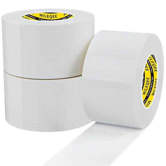 3Pack Duct Tape Heavy Duty Single Sided, Strong Adhesive High Strength, Waterproof Mesh Tape for Indoor Outdoor Repairing Sealing Bonding, Easy Use Hand Tearable, 1.57 Inch x 33 Feet, White