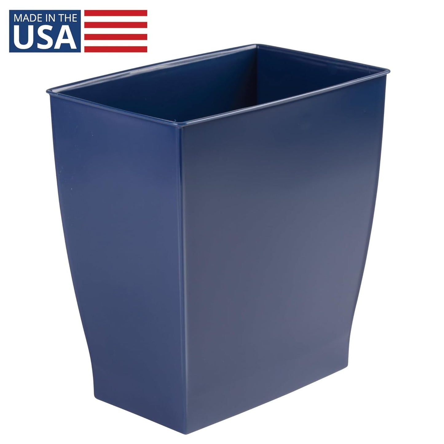 iDesign Small Bathroom Trash Can, Ideal for Primary and Guest Bathroom or Office, Blue, Made in USA