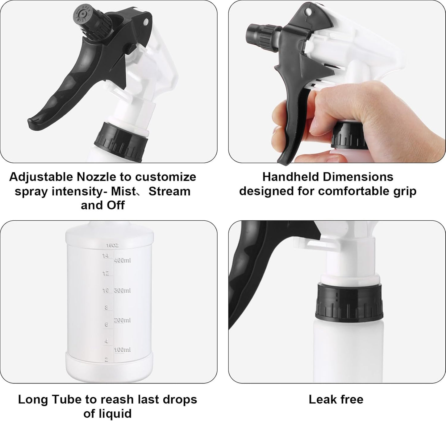 Eccliy 12 Pcs 16 Oz Plastic Spray Bottle, Adjustable Empty Reusable Sprayer for Cleaning, Planting, Water, Bathroom and Kitchen, BBQ, Commercial and Residential (Multicolored,Measurement)