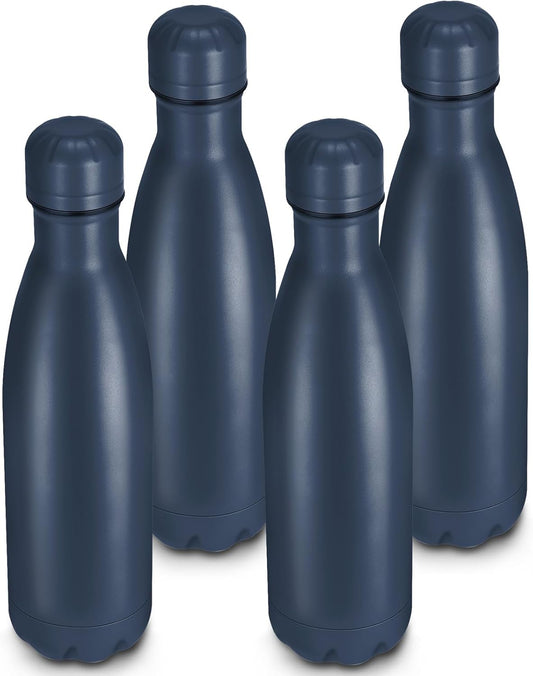 17oz Cola-Bottle Shaped Stainless Steel Leak-proof Water Bottle,Double Wall Vacuum Insulated Metal,Travel Mug For Sports Indoors & Outdoors,BPA-Free School Kids Flasks,Navy(4Pack)