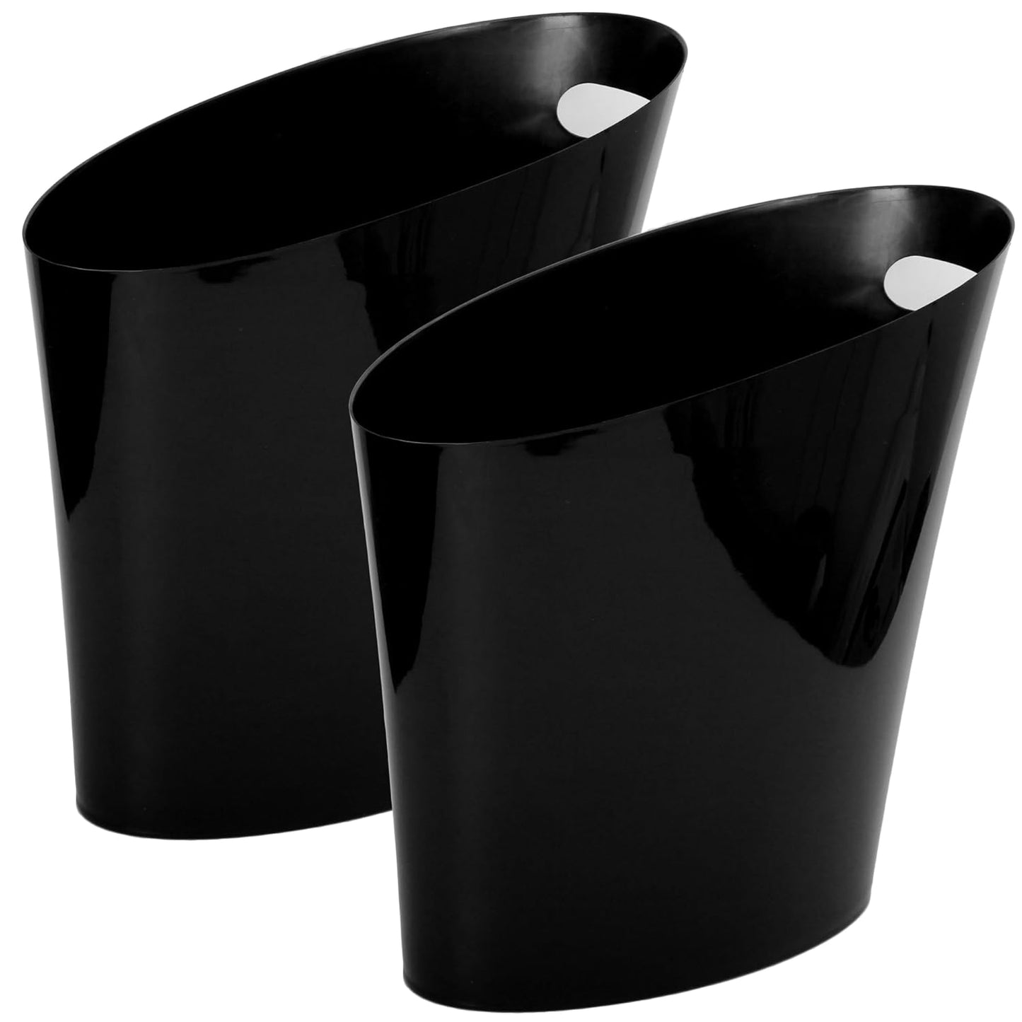 Youngever 2 Gallon Slim Trash Can, Plastic Garbage Container Bin, Small Trash Bin with Handles for Home Office, Living Room, Study Room, Kitchen, Bathroom (2 Pack) (Black)