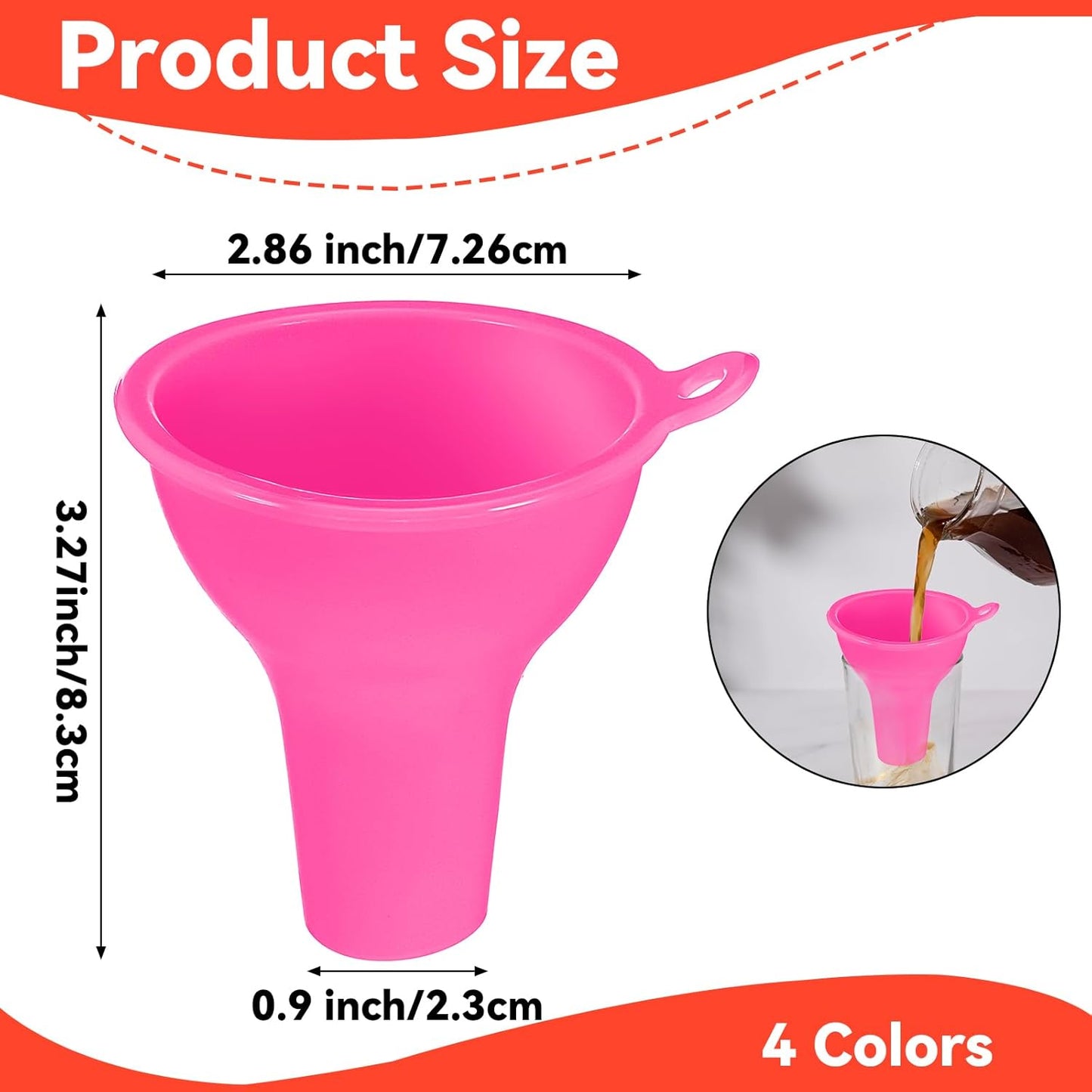 4 Pcs Funnels for Kitchen Use Filling Bottles Silicone Funnel Wide Mouth Funnel Multi Color Flexible Condiment Funnels Kitchen Gadgets Accessories for Filling Water Bottle Liquid Transfer