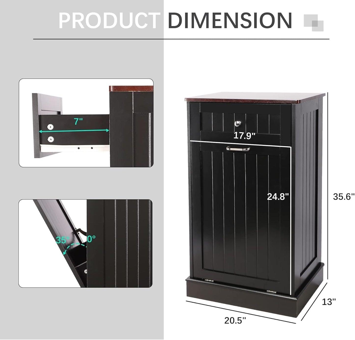 Betterhood Tilt Out Trash Cabinet 10 Gallon Wooden Free Standing Laundry Sorter Cabinet,Recycling Cabinet with Hideaway Drawer,Tilt Out Trash Cabinet Can Bin Kitchen