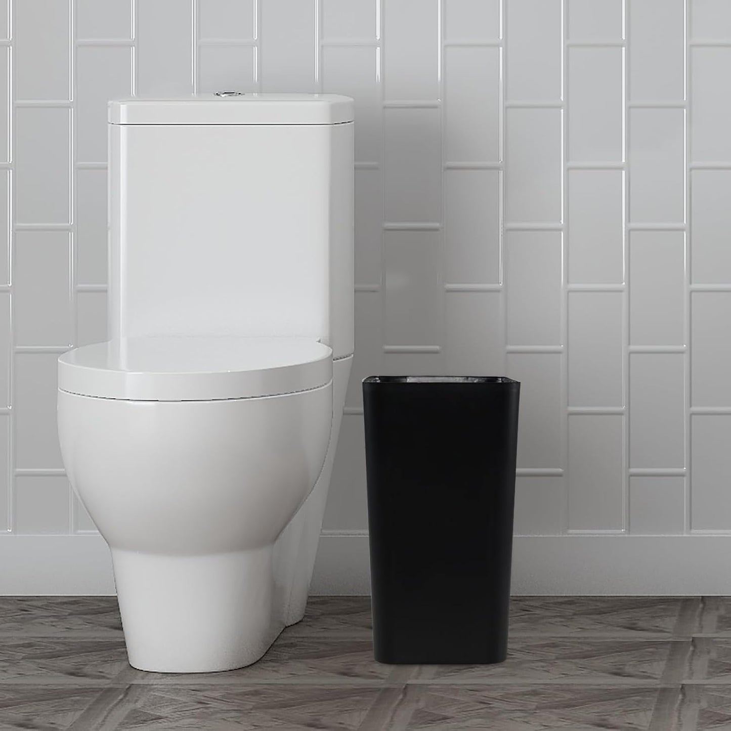 Xyskin 4.5 Gallon Plastic Garbage Bin, Deskside Wastebasket, Waste Can, Black, 3 Pack