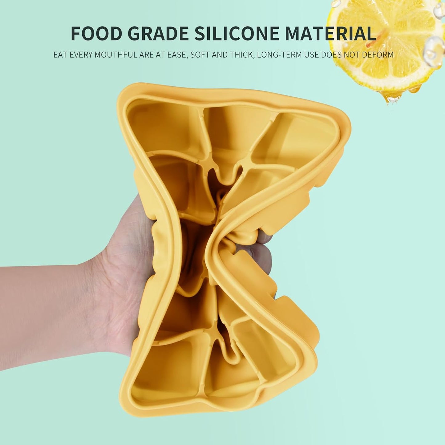 Tvmania Ice Cube Trays Set of 2, Easy Release 15 Flexible Silicone Ice Cube Molds with Removable Lid Reusable Freezer Ice Trays Stackable for Whiskey, Baby Food, BPA Free (yellow)