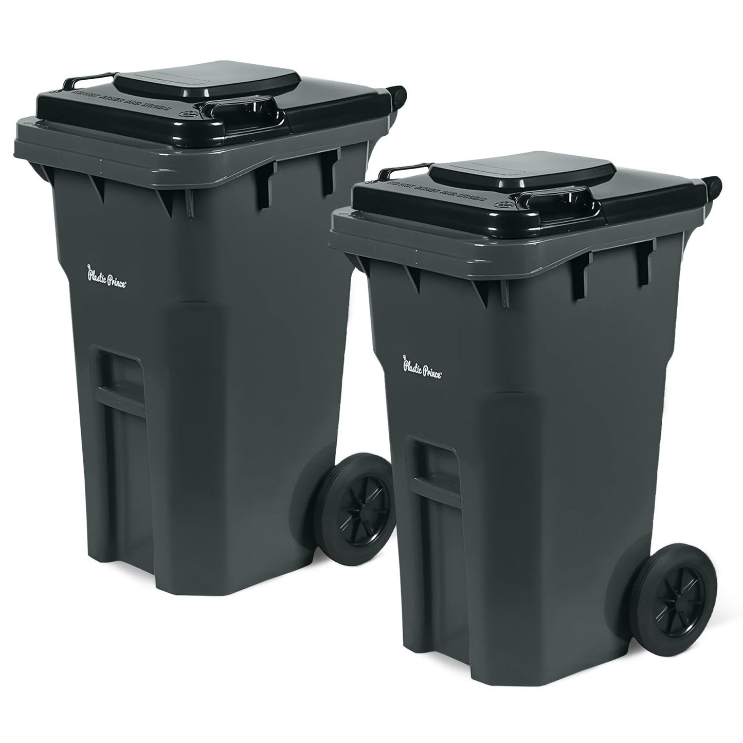 27 Gallon Trash Can with Wheels Plastic Rollout Outdoor Trash Can with Lid Outside Garbage Can with Wheels and Lid Commercial Heavy-Duty Container, Gray