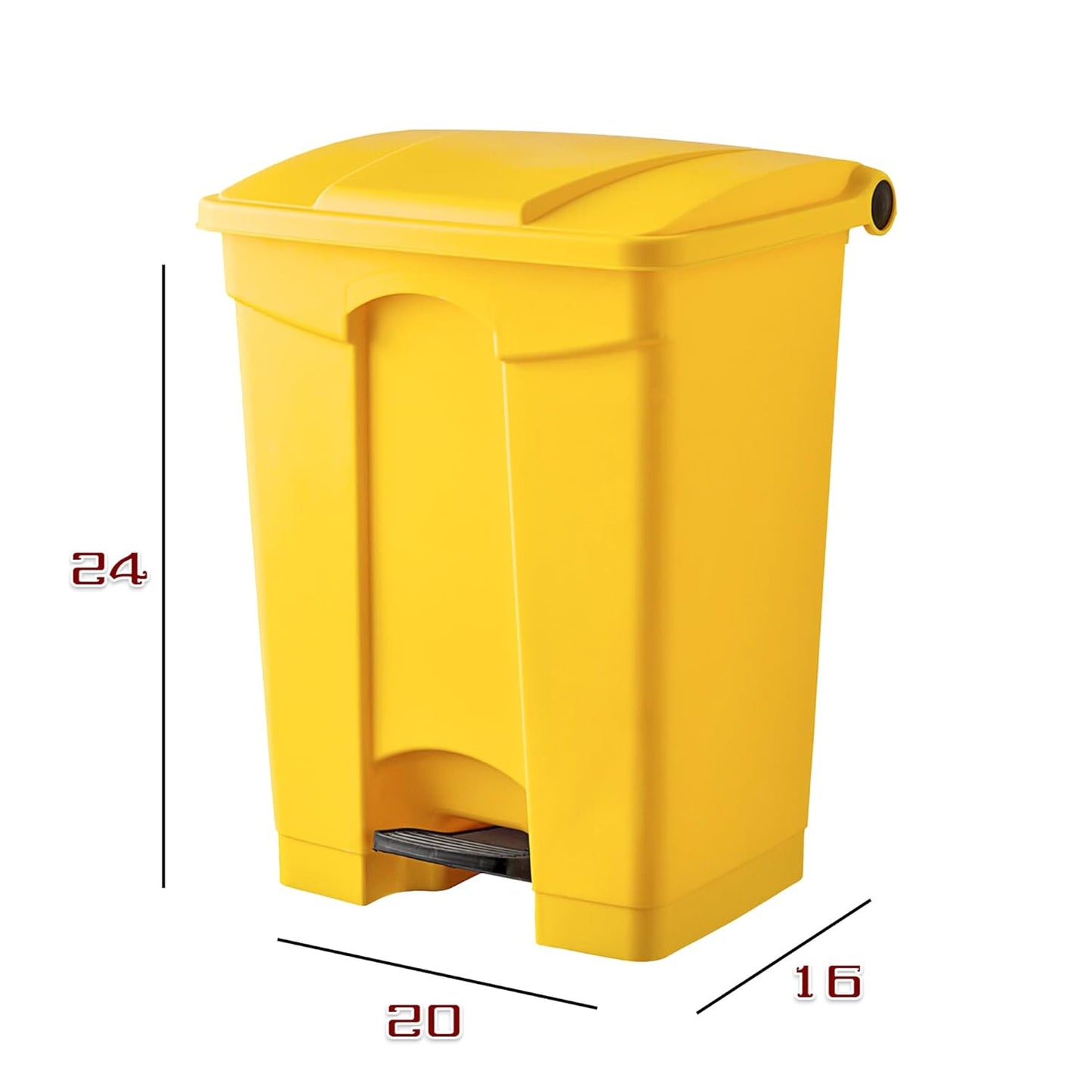 PRO&Family Step-On Trash Can with Lid, Plastic Waste Bin, Foot Pedal Operation (Yellow, 18 Gallon)