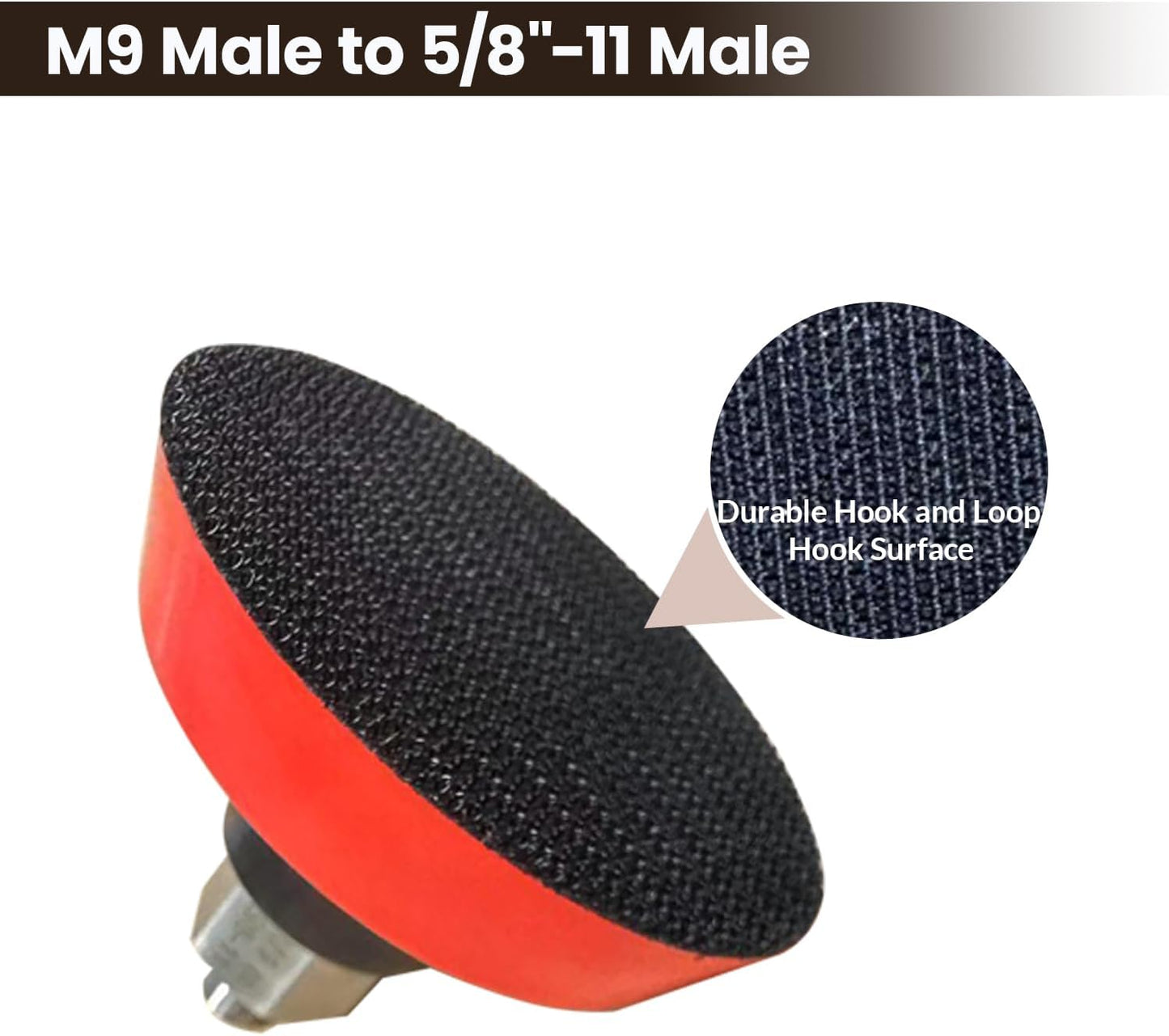 3" Hook and Loop Sanding/Polishing Backing Pad, M9 to 5/8-11 Hex Grinding Bit Thread Adapter, for Milwaukee M12 Polishers/Sanders with M9 Spindle Threads