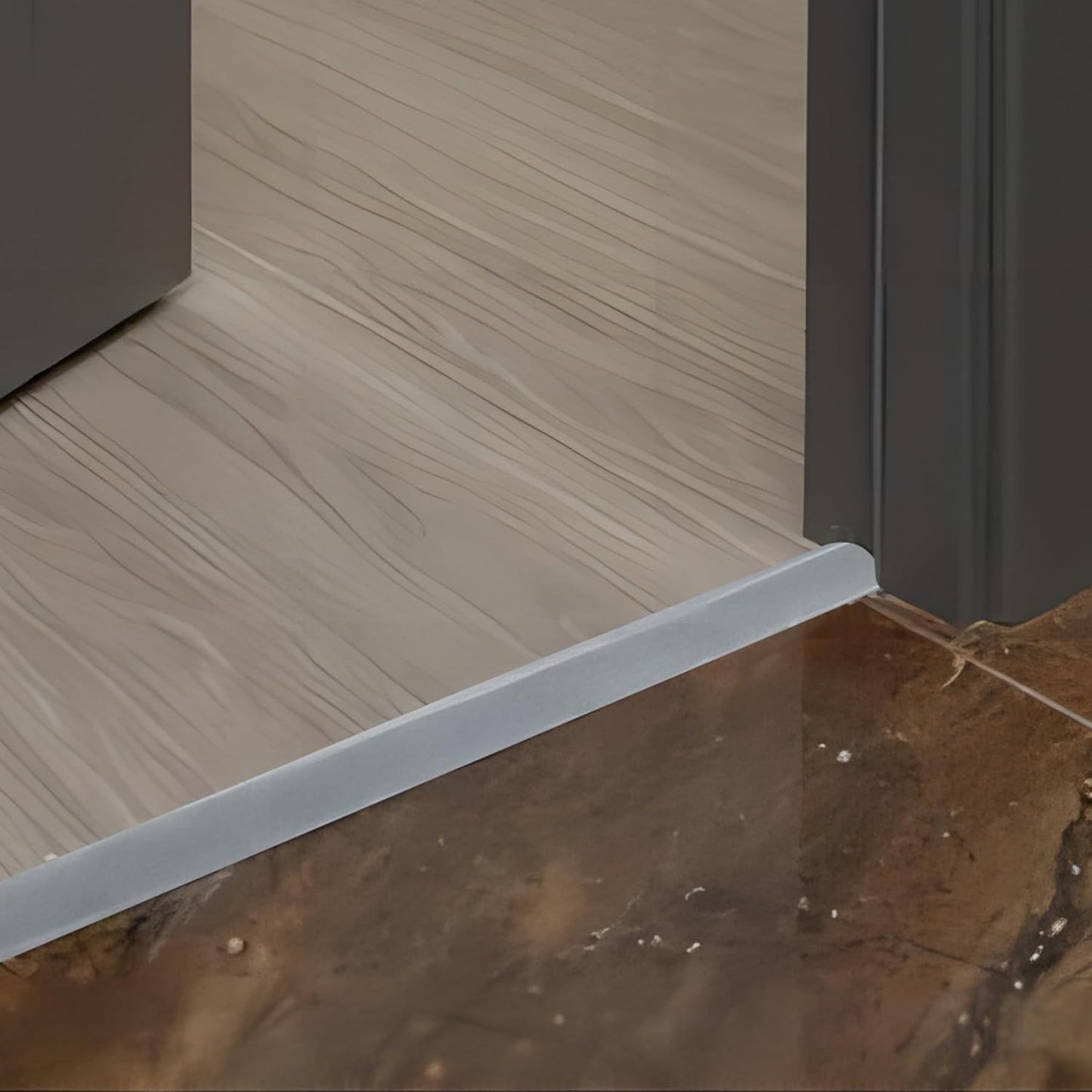 Gaahing Aluminum Floor Transition Threshold Strip, Bridge The Height Gap Between 0.2 to 0.5 inches for Doorway Ramp Tiles Laminate Planks (35.4in x 1.7in, Matte Silver)