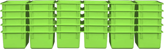 Wood Designs Cubby Storage Bin, Heavy Duty Plastic Containers for Kids Lime Green Cubby Tray Set of 30