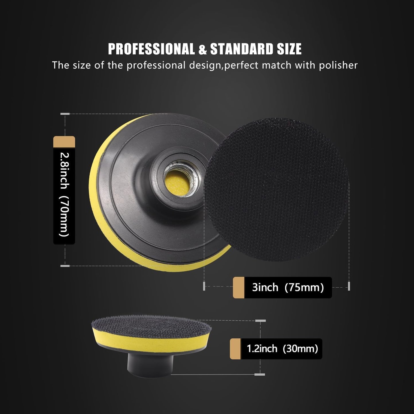 Wool Buffing Polishing Pad, SPTA 3 Inch (75mm) Lambwool Wool Buffing polishing Pads, 6 Pcs Kit with Hook & Loop 5/8"-11 Thread Drill Adapter for Car Polishing and Buffing -QA0798SET