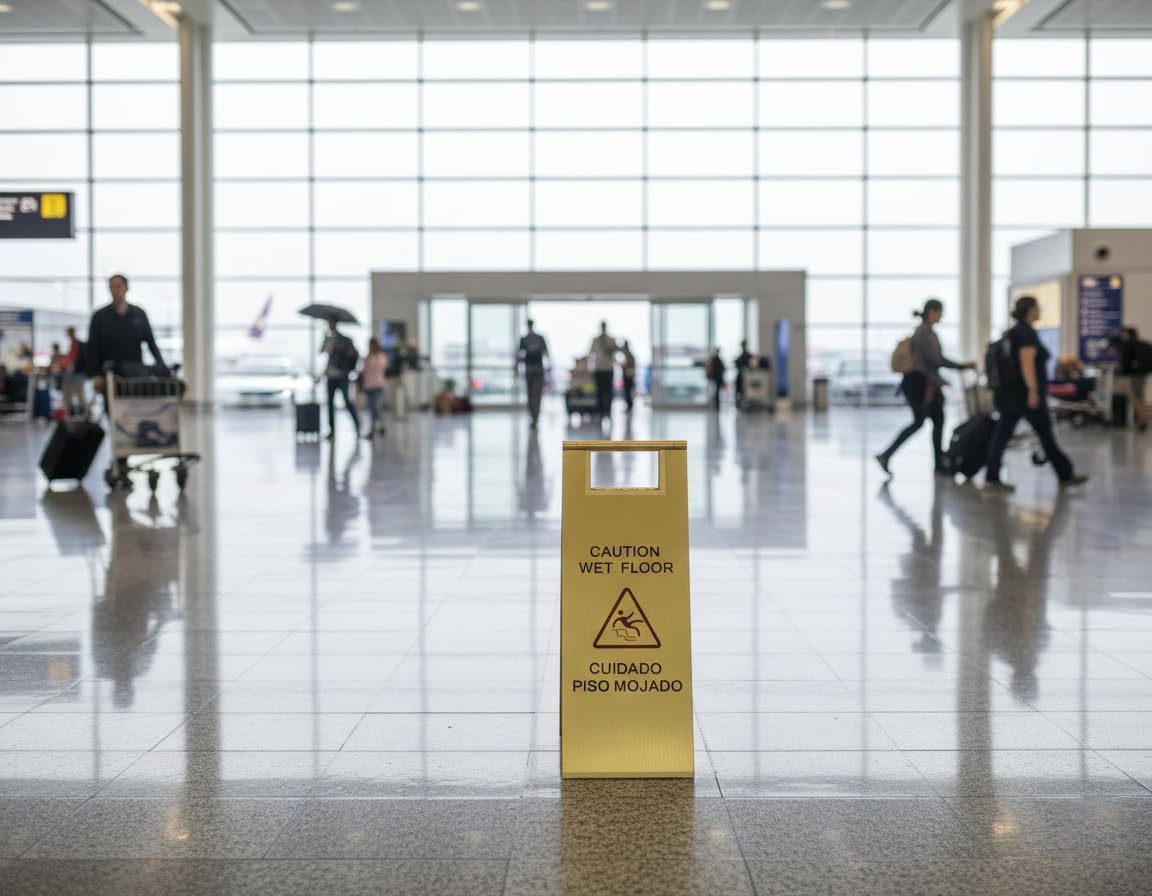 2 Pcs Wet Floor Sign, 24 Inch Gold Stainless Steel Caution Wet Floor Sign Double Sided Foldable Bilingual Commercial Safety Warning for Hotel Market Restroom Restaurant Office